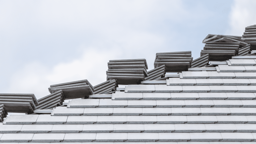 Flat concrete tile roof with clean lines