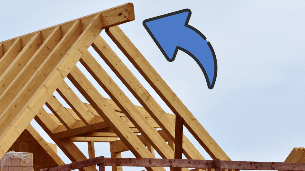 Ridge beam diagram showing placement at roof peak